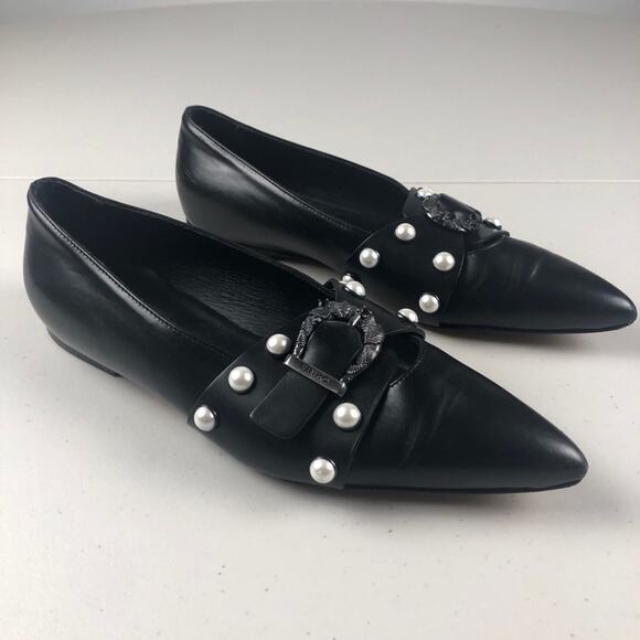 Pinko black leather ballet flats 37 -us 7 - Picture 1 of 10